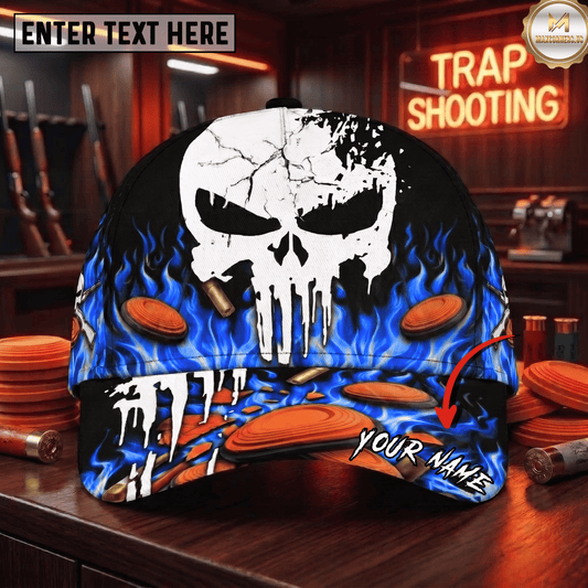 (7 Colors) Maxcorners Trap Shooting SKULL & CLAY Target Shooting Graphic Multicolor Personalized 3D Cap