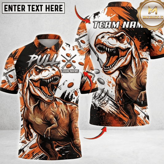 (7 colors) Maxcorners T-Rex Dinosaur Pull Crossed Shotguns Clay Target Roar Splash Trap Shooting Multicolor Options Personalized Name, Team Name 3D Shirt