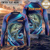 (13 Breeds) Maxcorners Fishing Blue Purple Scale Bass Crappie Multi Fish Water Wave Design Custom Name & Team Name 3D Shirts