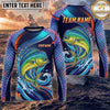 (13 Breeds) Maxcorners Fishing Blue Purple Scale Bass Crappie Multi Fish Water Wave Design Custom Name & Team Name 3D Shirts