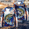 (13 Breeds) Maxcorners Fishing White Blue Orange Digital Camo Bass Splash Design Custom Name & Team Name 3D Shirts