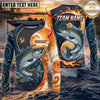 (13 Breeds) Maxcorners Fishing Orange Teal Yin Yang Sun Wave Bass Design Custom Name & Team Name 3D Shirts