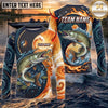 (13 Breeds) Maxcorners Fishing Orange Teal Yin Yang Sun Wave Bass Design Custom Name & Team Name 3D Shirts