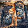 (13 Breeds) Maxcorners Fishing Orange Teal Yin Yang Sun Wave Bass Design Custom Name & Team Name 3D Shirts