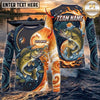 (13 Breeds) Maxcorners Fishing Orange Teal Yin Yang Sun Wave Bass Design Custom Name & Team Name 3D Shirts