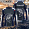 (13 Breeds) Maxcorners Fishing Navy Gray White Fish Scale Bass Design Custom Name & Team Name 3D Shirts