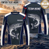 (13 Breeds) Maxcorners Fishing Navy Gray White Fish Scale Bass Design Custom Name & Team Name 3D Shirts