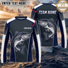 (13 Breeds) Maxcorners Fishing Navy Gray White Fish Scale Bass Design Custom Name & Team Name 3D Shirts