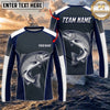 (13 Breeds) Maxcorners Fishing Navy Gray White Fish Scale Bass Design Custom Name & Team Name 3D Shirts