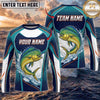 (13 Breeds) Maxcorners Fishing Teal White Water Splash Largemouth Bass Scale Design Custom Name & Team Name 3D Shirts
