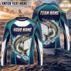 (13 Breeds) Maxcorners Fishing Teal White Water Splash Largemouth Bass Scale Design Custom Name & Team Name 3D Shirts