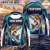 (13 Breeds) Maxcorners Fishing Teal White Water Splash Largemouth Bass Scale Design Custom Name & Team Name 3D Shirts