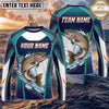(13 Breeds) Maxcorners Fishing Teal White Water Splash Largemouth Bass Scale Design Custom Name & Team Name 3D Shirts