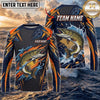 (13 Breeds) Maxcorners Fishing Navy Orange Blue Geometric Camo Bass Splash Design Custom Name & Team Name 3D Shirts