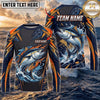 (13 Breeds) Maxcorners Fishing Navy Orange Blue Geometric Camo Bass Splash Design Custom Name & Team Name 3D Shirts