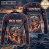 (13 Breeds) Maxcorners Fishing Black Red Camo Monster Fang Bass Fire Wave Design Custom Name & Team Name 3D Shirts