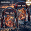 (13 Breeds) Maxcorners Fishing Black Red Camo Monster Fang Bass Fire Wave Design Custom Name & Team Name 3D Shirts