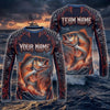 (13 Breeds) Maxcorners Fishing Black Red Camo Monster Fang Bass Fire Wave Design Custom Name & Team Name 3D Shirts