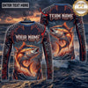 (13 Breeds) Maxcorners Fishing Black Red Camo Monster Fang Bass Fire Wave Design Custom Name & Team Name 3D Shirts