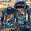 (13 Breeds) Maxcorners Fishing Navy Blue Teal Gold Tribal Polynesian Bass Wave Design Custom Name & Team Name 3D Shirts