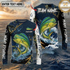 (13 Breeds) Maxcorners Fishing Green Camo Bass Fishing Lily Splash Design Custom Name & Team Name 3D Shirts