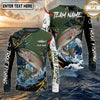 (13 Breeds) Maxcorners Fishing Green Camo Bass Fishing Lily Splash Design Custom Name & Team Name 3D Shirts