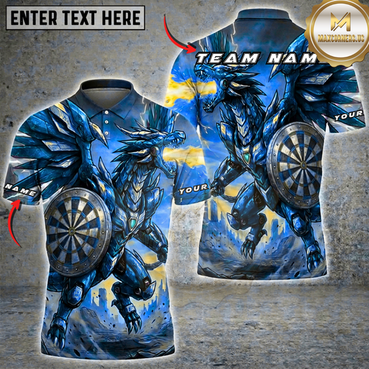 Maxcorners Mecha Dragon Dartboard Fire Breathing Cyber Warrior Multi Options Personalized Name, Team Name Unisex 3D Shirt 6 Colors)