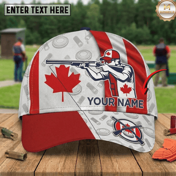 Maxcorners Canada Flag Maple Leaf Shooter Clay Target Shotgun Shell Pattern Trap Shooting Multicolor Options Personalized Name 3D Cap