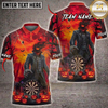 Maxcorners Halloween Darts Shirt Pumpkin Head Reaper, Dartboard, Jack O Lantern and Spider Web Multi Options Personalized Name, Team Name Unisex 3D Shirt (5 Colors)
