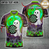 Maxcorners Halloween Darts Shirt Cute Ghost, Full Moon, Dartboard and Jack O Lantern Multi Options Personalized Name, Team Name Unisex 3D Shirt (5 Colors)