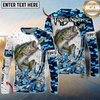 (13 Breeds) Maxcorners Fishing Blue Camo Bass Beer Angler Brew Bubble Design Custom Name & Team Name 3D Shirts
