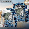 (13 Breeds) Maxcorners Fishing Blue Camo Bass Beer Angler Brew Bubble Design Custom Name & Team Name 3D Shirts