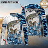 (13 Breeds) Maxcorners Fishing Blue Camo Bass Beer Angler Brew Bubble Design Custom Name & Team Name 3D Shirts