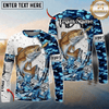(13 Breeds) Maxcorners Fishing Blue Camo Bass Beer Angler Brew Bubble Design Custom Name & Team Name 3D Shirts