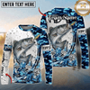 (13 Breeds) Maxcorners Fishing Blue Camo Bass Beer Angler Brew Bubble Design Custom Name & Team Name 3D Shirts