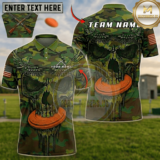 Maxcorners Camo Skull Eagle Trap Shooting Multicolor Options Personalized Name, Team Name 3D Shirt (3 Colors)