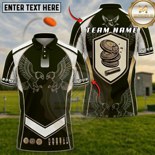 Maxcorners Twin Eagles Shield Trap Shooting Multicolor Options Personalized Name, Team Name 3D Shirt (6 Colors)