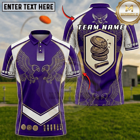 Maxcorners Twin Eagles Shield Trap Shooting Multicolor Options Personalized Name, Team Name 3D Shirt (6 Colors)