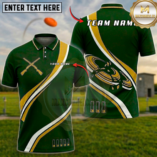 Maxcorners Navy Gold Clay Targets Trap Shooting Multicolor Options Personalized Name, Team Name 3D Shirt (6 Colors)