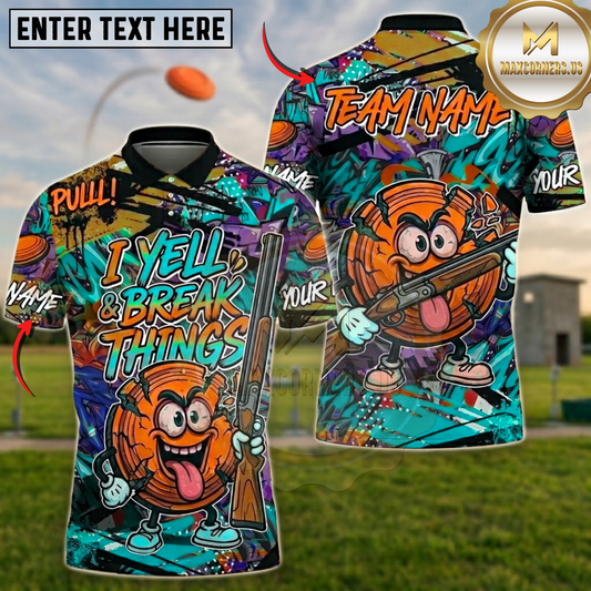 Maxcorners Funny I Yell And Break Things Trap Shooting Multicolor Options Personalized Name, Team Name 3D Shirt (4 Colors)
