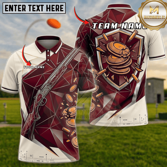 Maxcorners Geometric Shield Trap Shooting Multicolor Options Personalized Name, Team Name 3D Shirt (6 Colors)