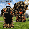 (5 Colors) Maxcorners Trap Shooting Royal Crown Crossed Shotguns Ace Spades PULL Burgundy Gold Polo Shirt
