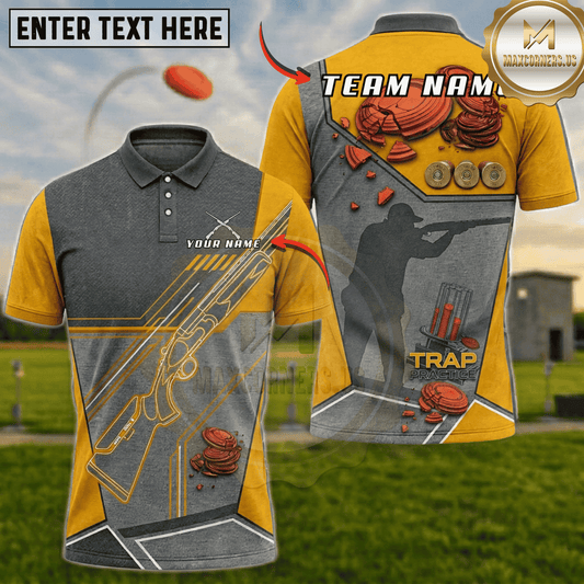 Maxcorners Shattered Clay Target Shooter Silhouette Trap Shooting Multicolor Options Personalized Name, Team Name 3D Shirt (6 Colors)
