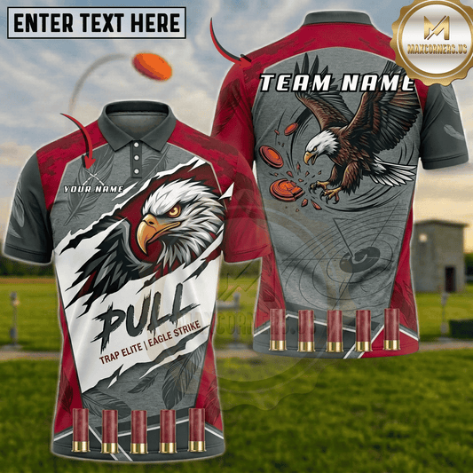 Maxcorners Eagle Strike Pull Trap Shooting Multicolor Options Personalized Name, Team Name 3D Shirt (6 Colors)