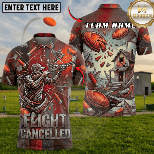 Maxcorners Flight Cancelled Shooter Shattered Clay Trap Shooting Multicolor Options Personalized Name, Team Name 3D Shirt (5 Colors)