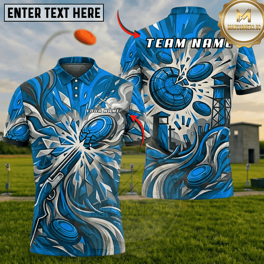 Maxcorners Golden Shattered Clay Rifle Explosion Trap Shooting Multicolor Options Personalized Name, Team Name 3D Shirt (6 Colors)