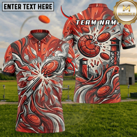 Maxcorners Golden Shattered Clay Rifle Explosion Trap Shooting Multicolor Options Personalized Name, Team Name 3D Shirt (6 Colors)
