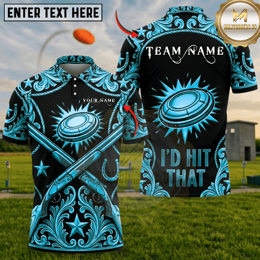 Maxcorners Golden Western Id Hit That Crossed Shotguns Trap Shooting Multicolor Options Personalized Name, Team Name 3D Shirt (3 Colors)