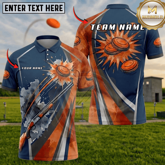 Maxcorners Green Orange Shattered Clay Explosion Trap Shooting Multicolor Options Personalized Name, Team Name 3D Shirt (5 Colors)