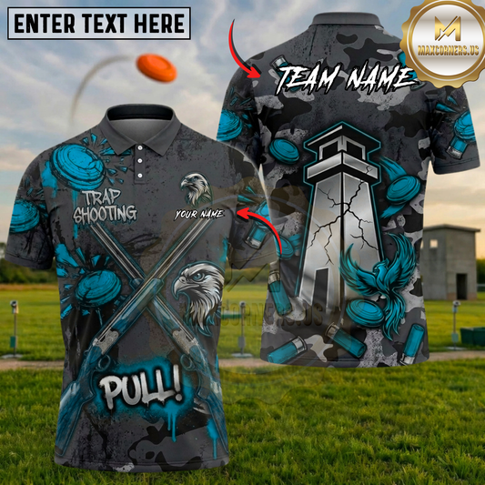 Maxcorners Break Em All Shooter Pull Yellow Trap Shooting Multicolor Options Personalized Name, Team Name 3D Shirt (5 Colors)